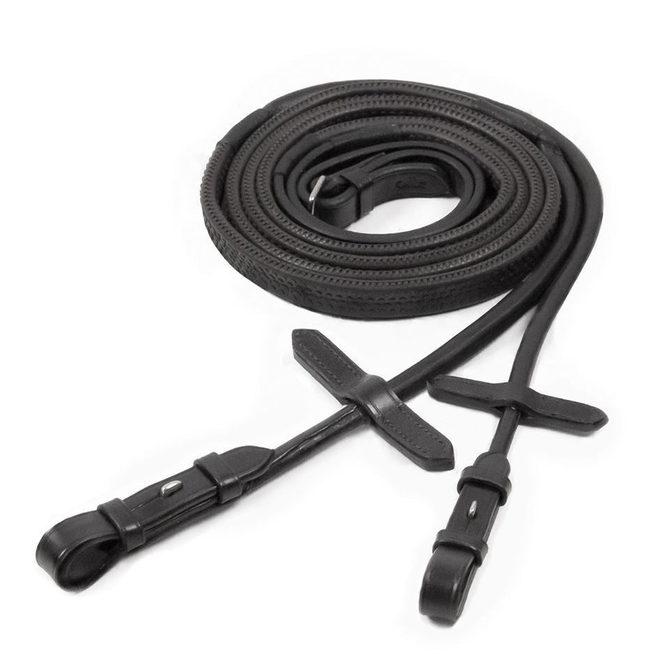 Rênes en caoutchouc cuir rond, Noir - Schockemöhle Sports