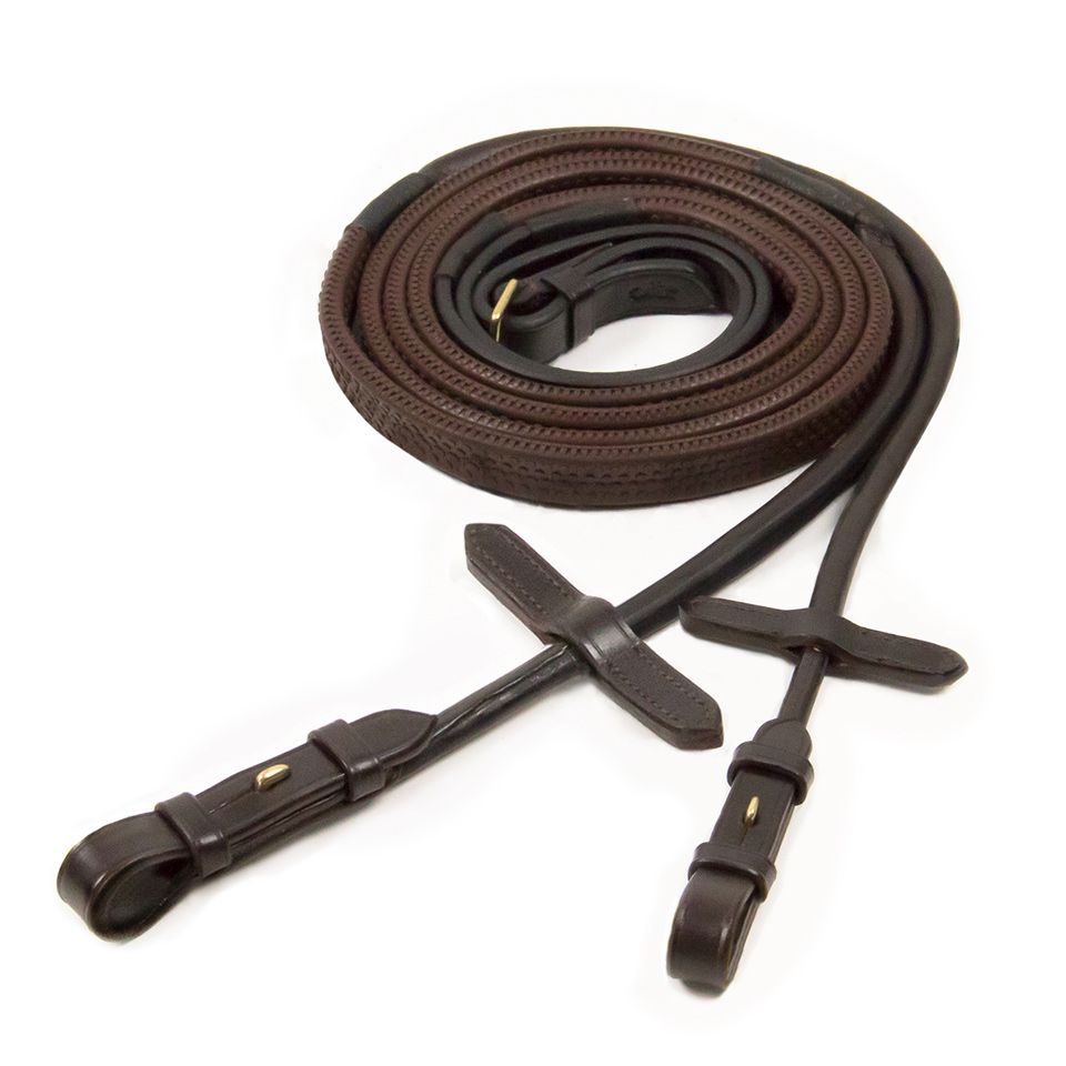 Rênes en caoutchouc cuir rond, Marron - Schockemöhle Sports