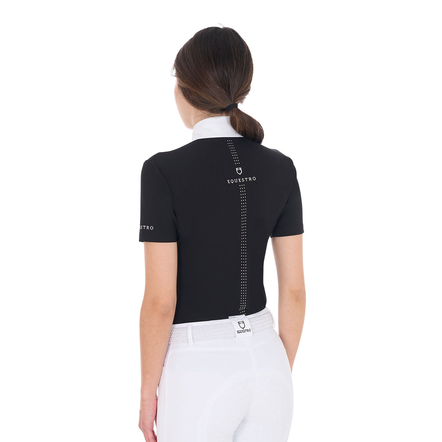 Polo de concours à strass, Black - Equestro Spring / Summer 25