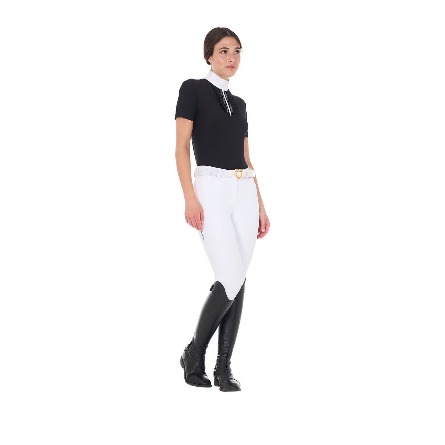 Polo de concours à strass, Black - Equestro Spring / Summer 25