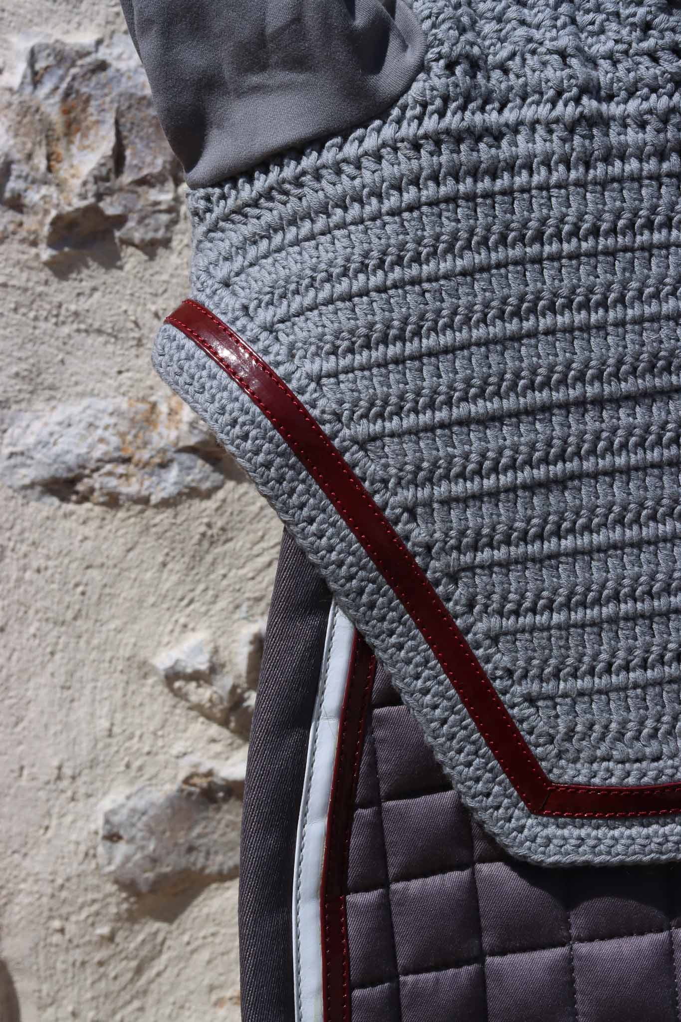 Gray Beanie, Garnet trim - Silver Crown