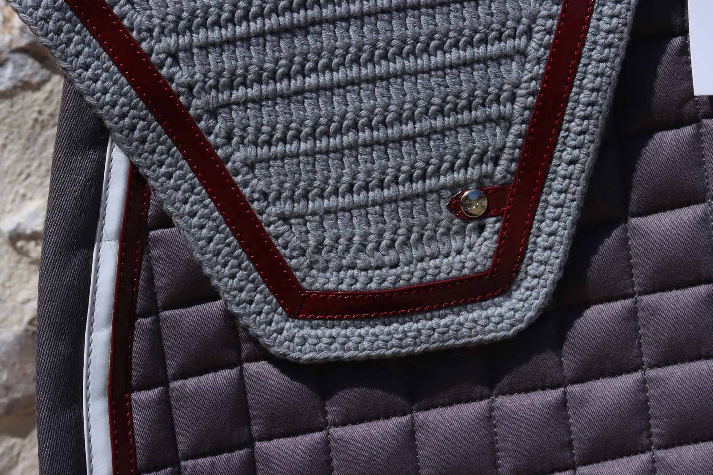 Gray Beanie, Garnet trim - Silver Crown