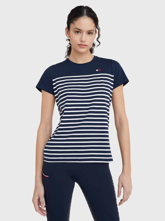 Geripptes T-Shirt, Wüstenhimmel - Tommy Hilfiger Equestrian SS22