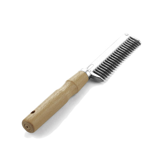 Peigne aluminium et manche en bois pour crinière