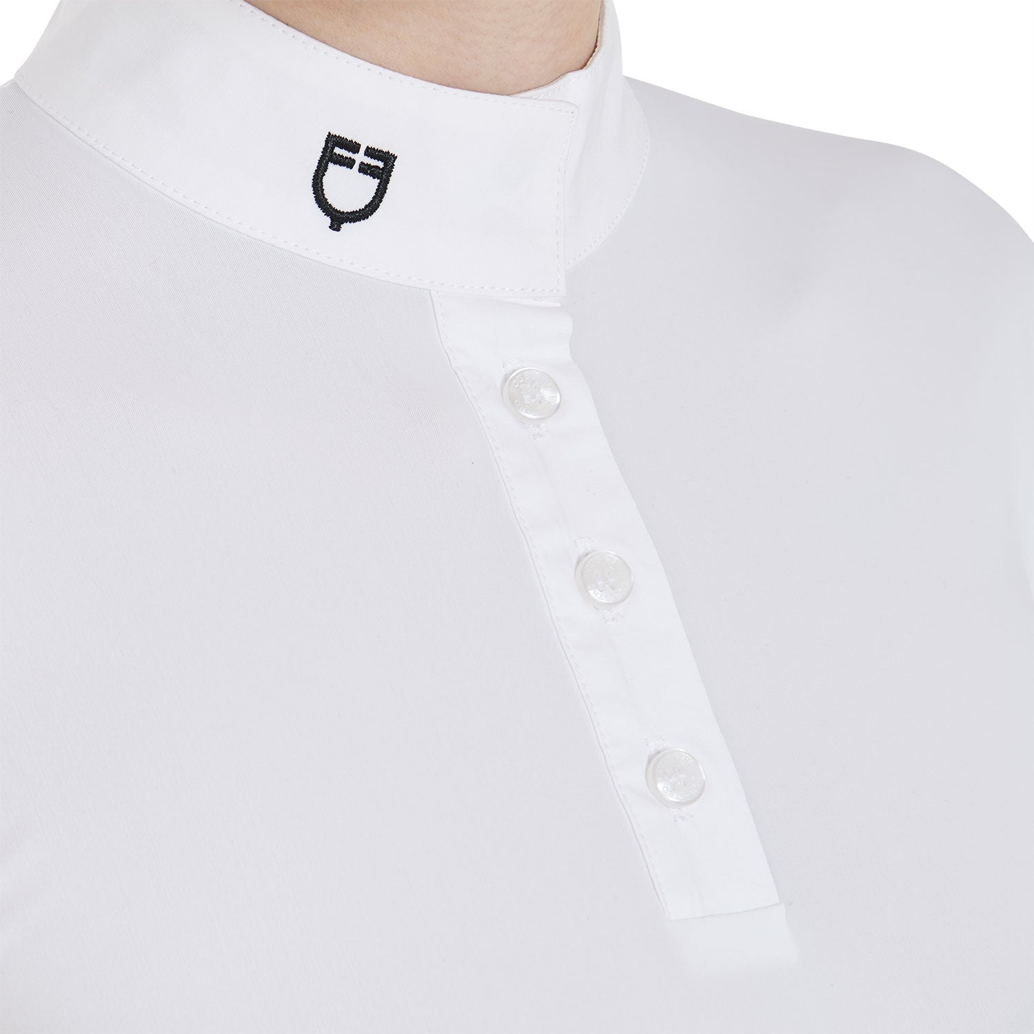 Polo de compétition Donna boutons, blanc - Equestro