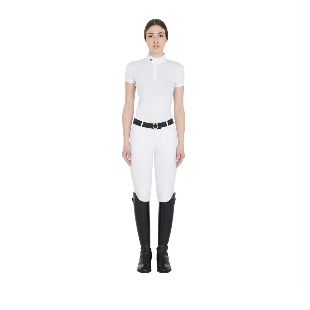 Polo de compétition Donna boutons, blanc - Equestro
