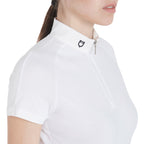 Polo de compétition stech Donna zip, blanc - Equestro