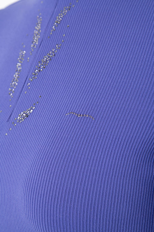 Animo Pull femme col zippé thermique à strass Billicent