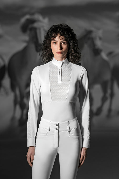 Animo Polo de concours femme manches longues à strass Brulla