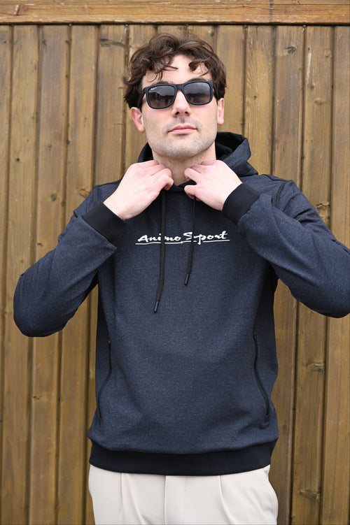 Animo Sweat à capuche homme Evan, Nero Mélange