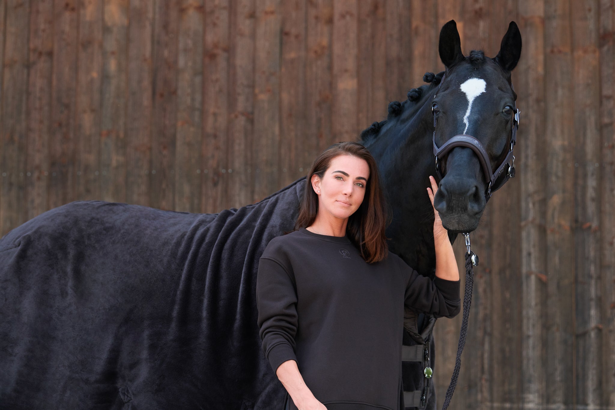 Licol Double Pin Faux Leather, teak brown - Eskadron Platinum