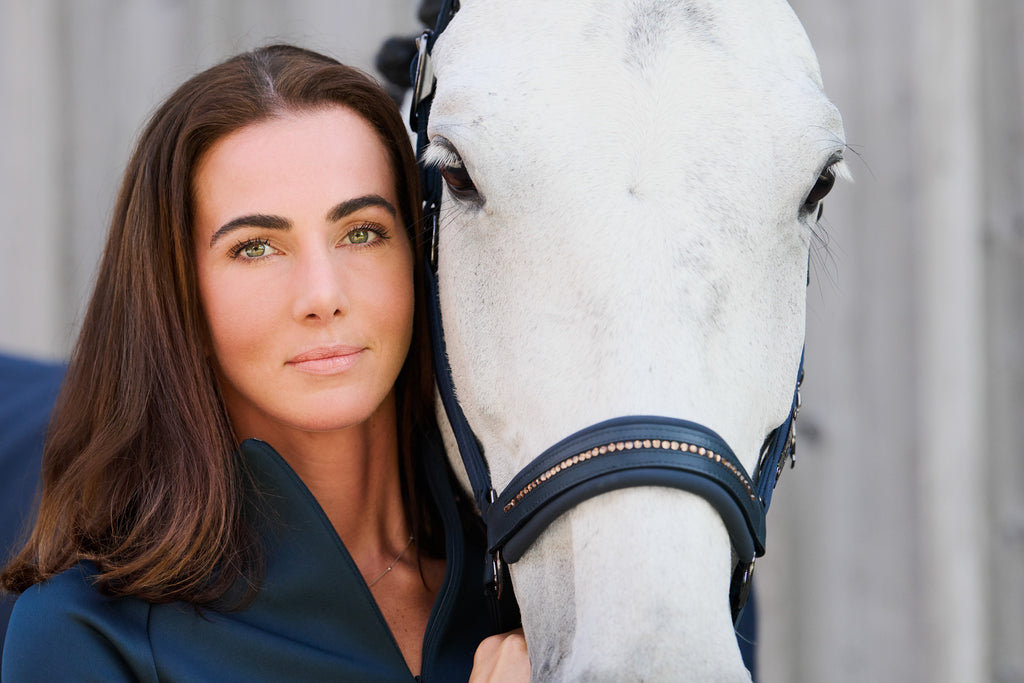 Licol Double Pin Glossy Crystal, atlantic blue - Eskadron Platinum