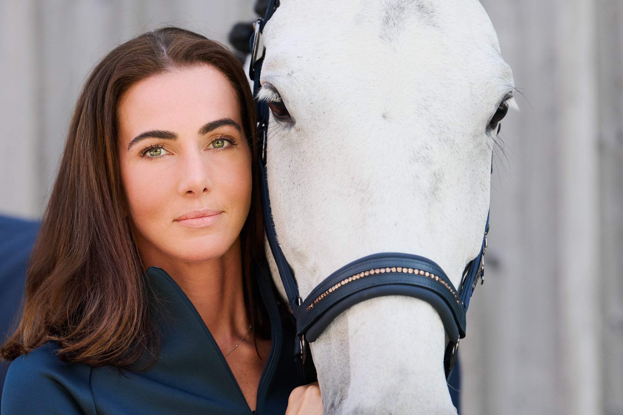 Licol Double Pin Glossy Crystal, atlantic blue - Eskadron Platinum