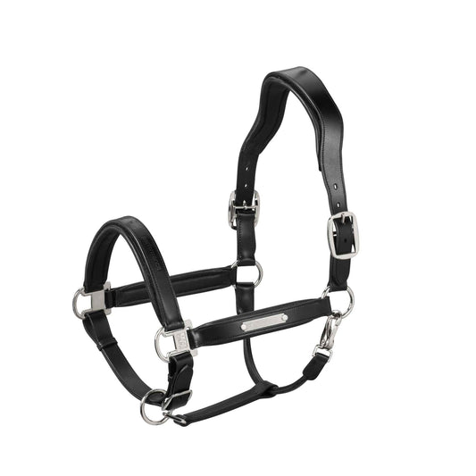 Leather halter with anatomic headpiece, Tobacco - TDET