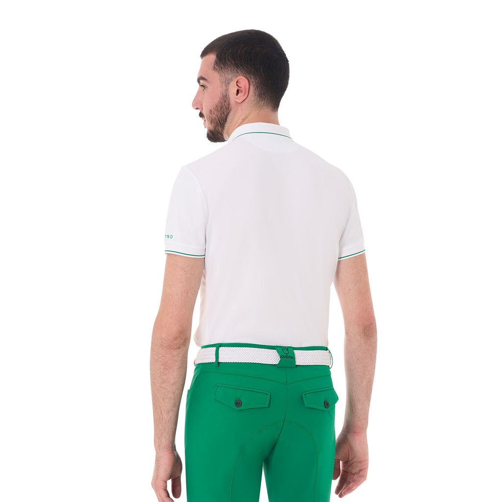 Polo d'entraînement homme Contrast, White / Green - Equestro Spring / Summer 25