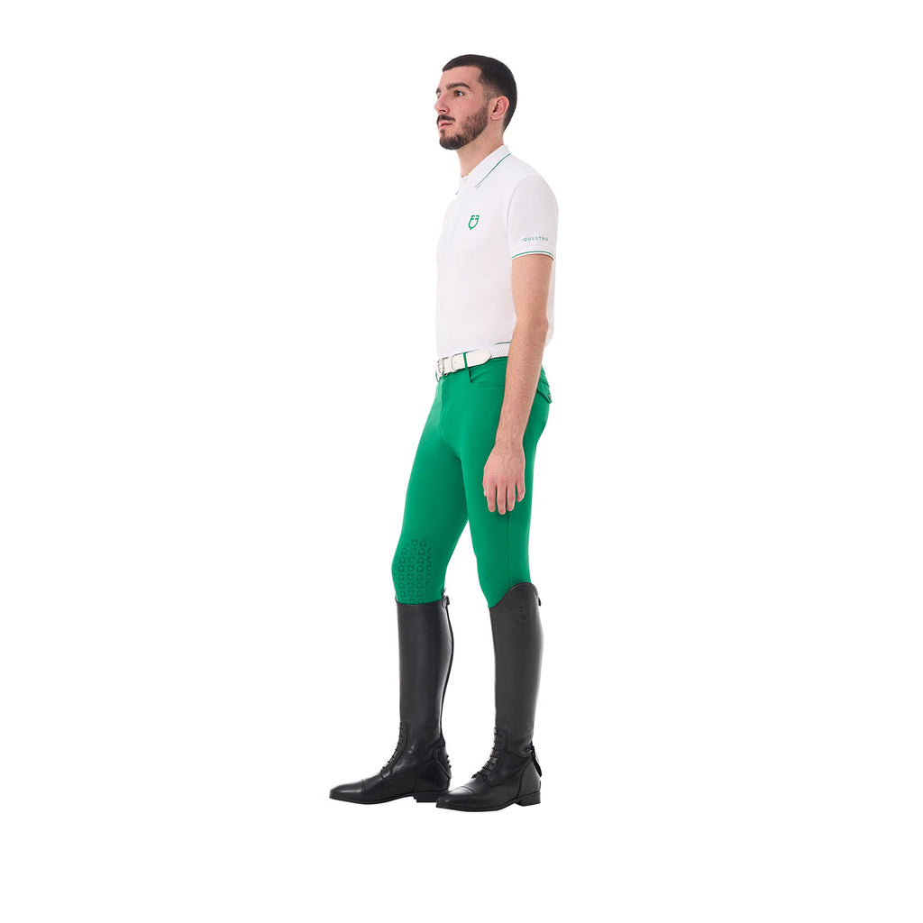 Polo d'entraînement homme Contrast, White / Green - Equestro Spring / Summer 25