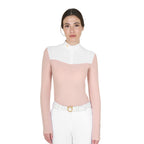Polo de compétition femme en tissu technique, Cameo rose - Equestro FW24