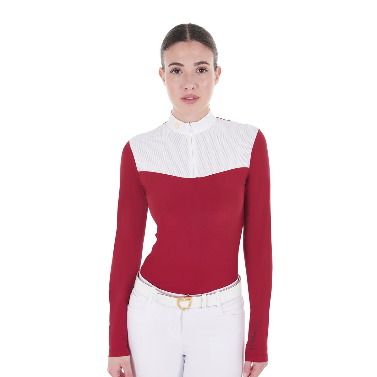 Equestro Polo de compétition femme slim empiècement mesh