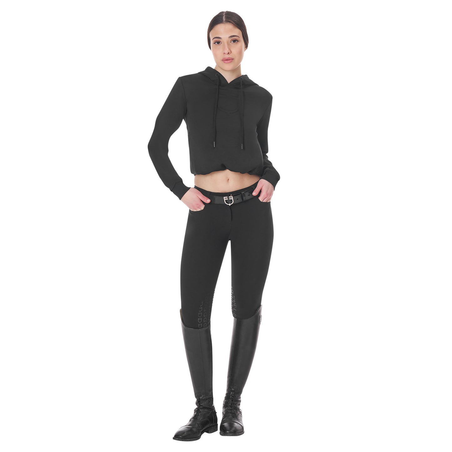 Sweat à capuche court, Black - Equestro Spring / Summer 25