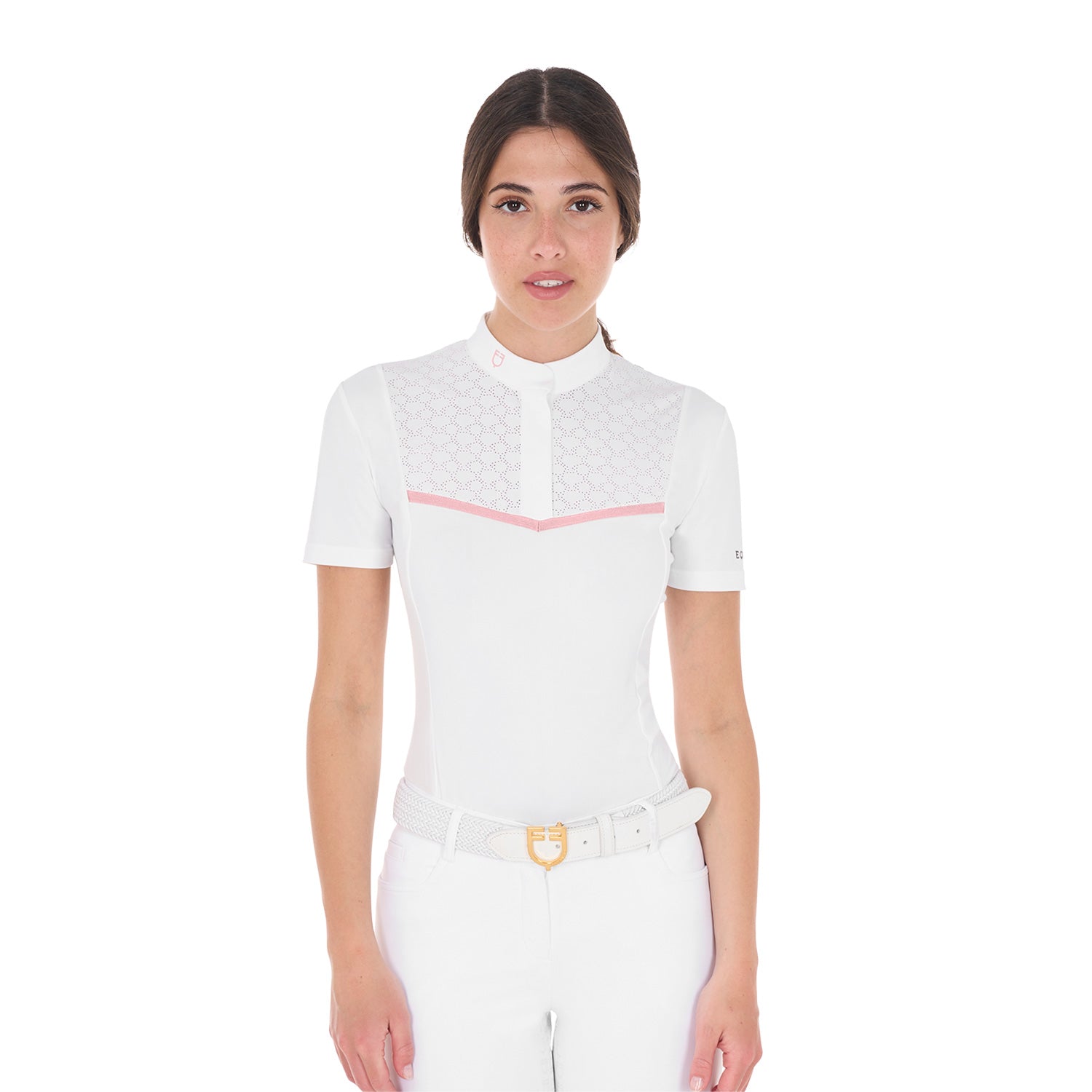 Polo de compétition slim fit white / Ballerina - Equestro Spring / Summer 25