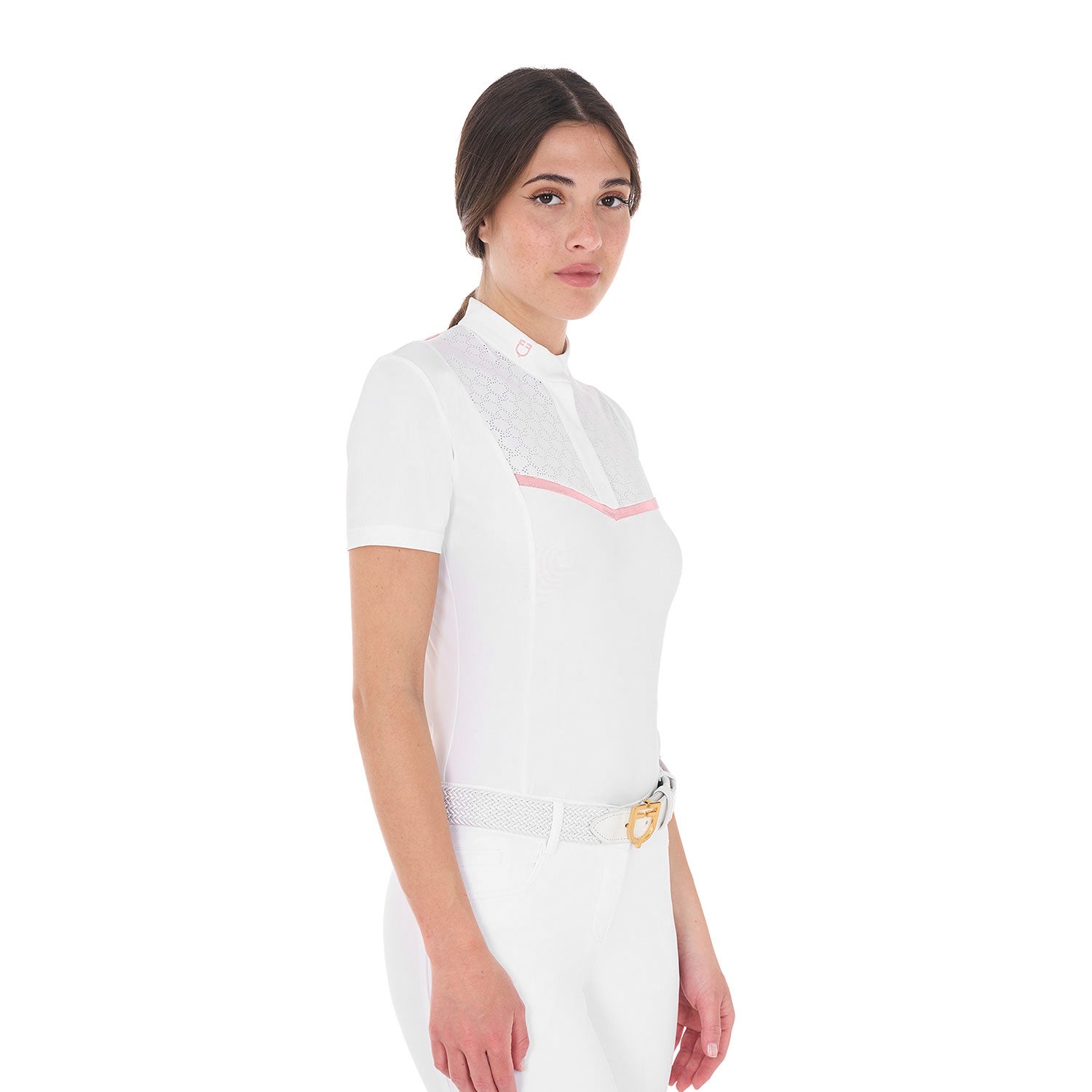 Polo de compétition slim fit white / Ballerina - Equestro Spring / Summer 25