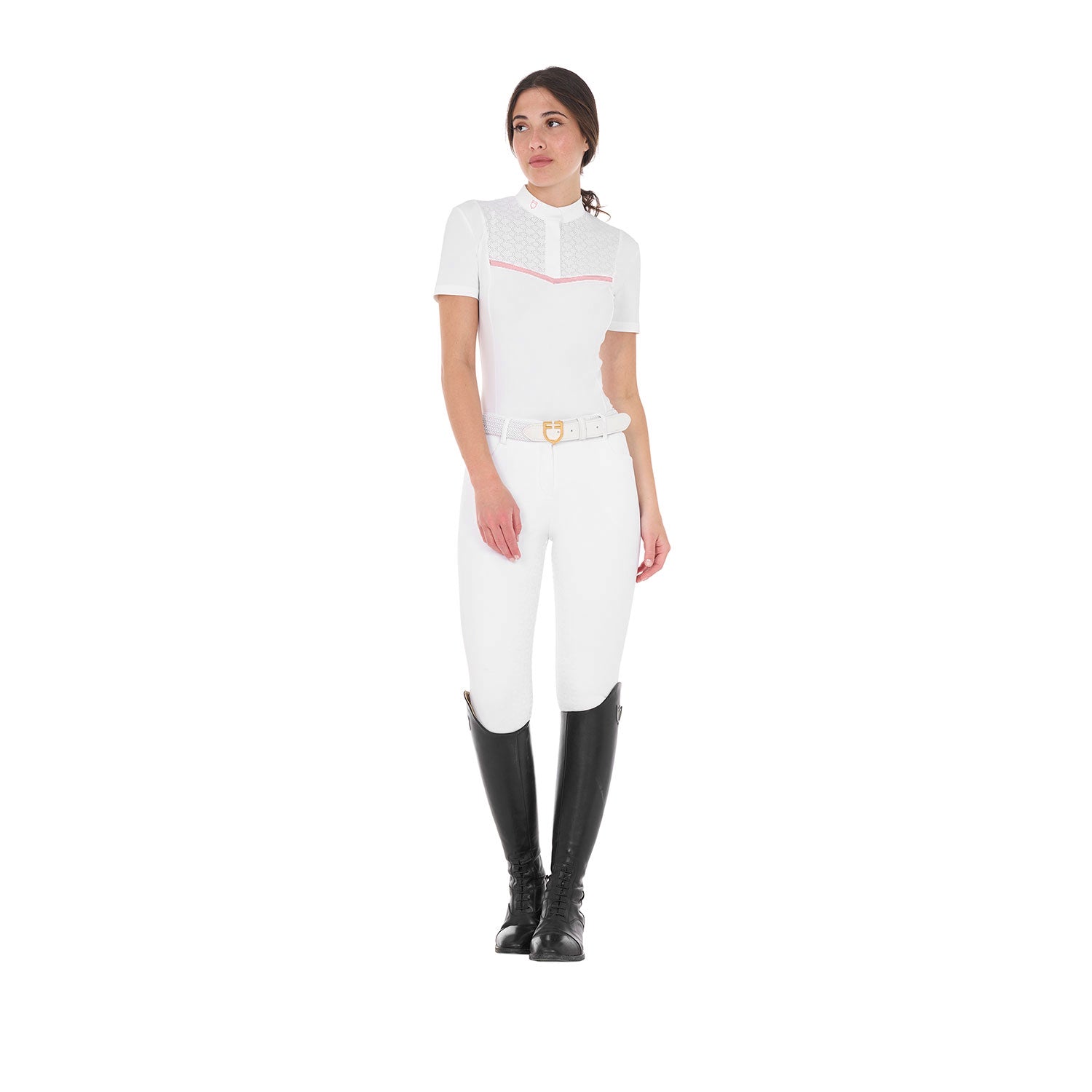 Polo de compétition slim fit white / Ballerina - Equestro Spring / Summer 25