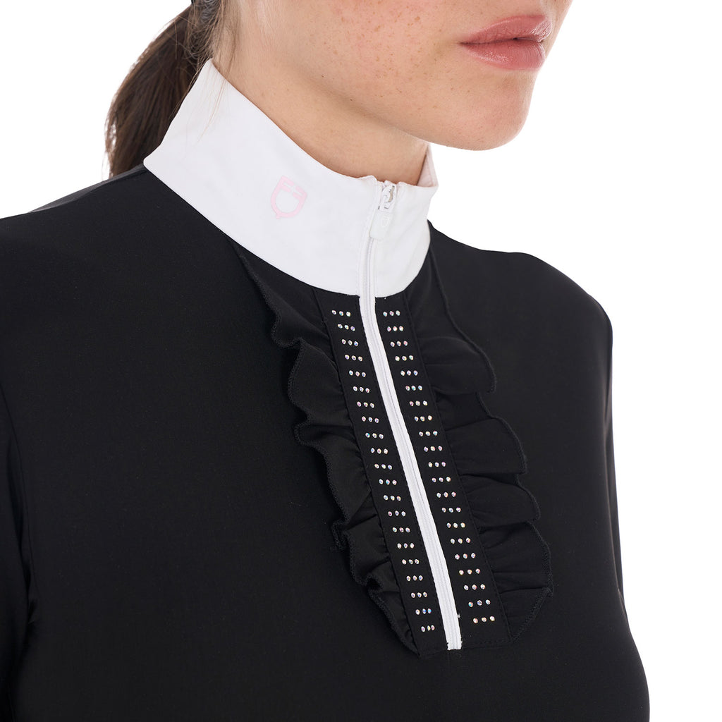 Polo de concours à strass, Black - Equestro Spring / Summer 25