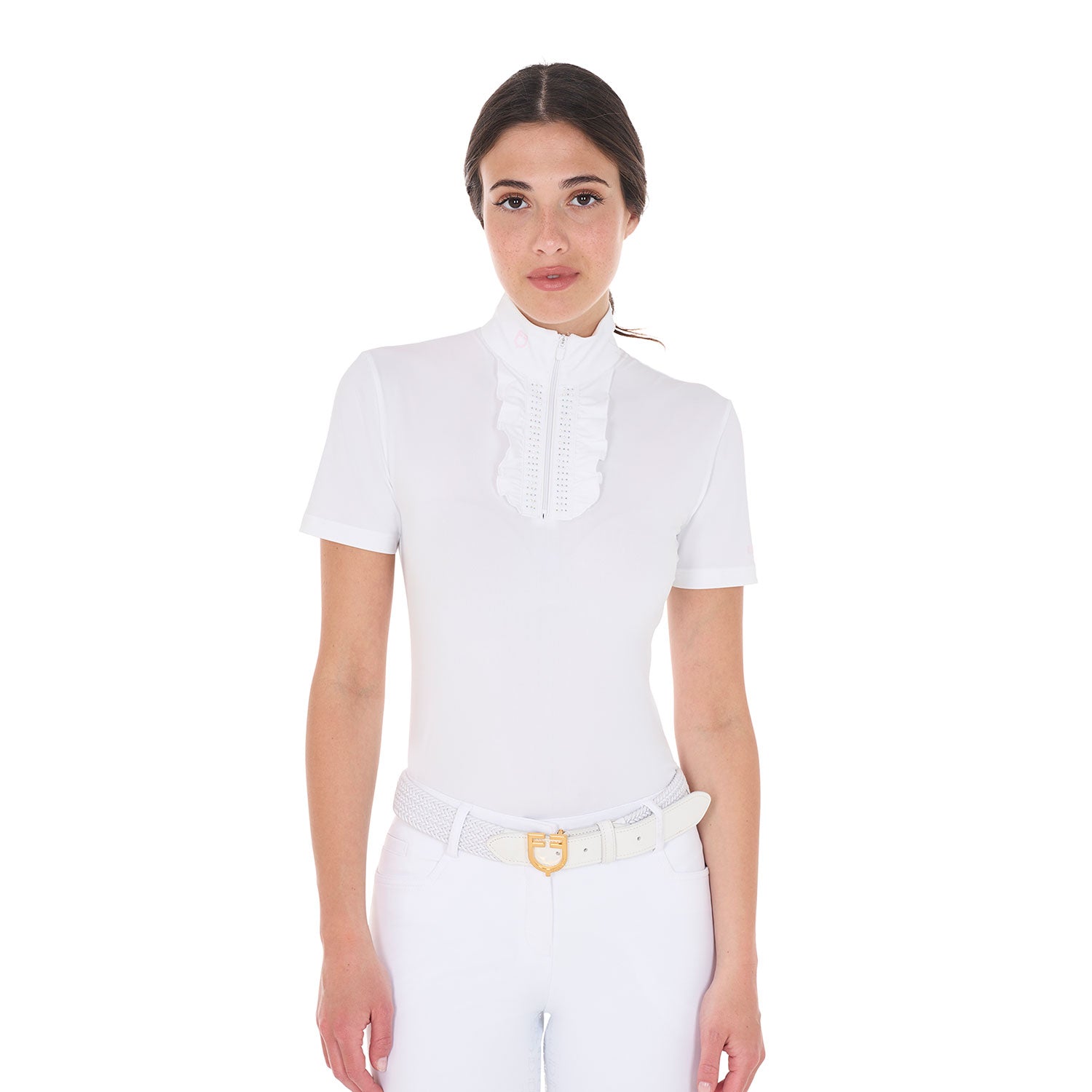 Polo de compétition à strass, White - Equestro Spring / Summer 25