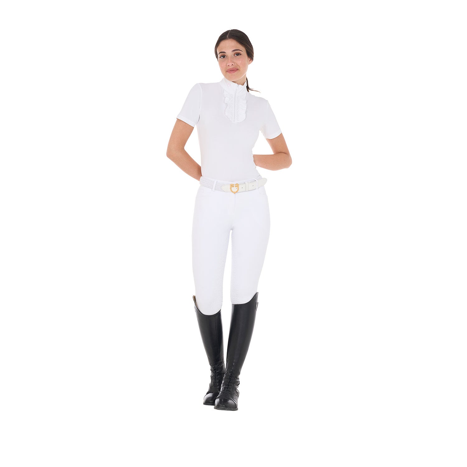 Polo de compétition à strass, White - Equestro Spring / Summer 25