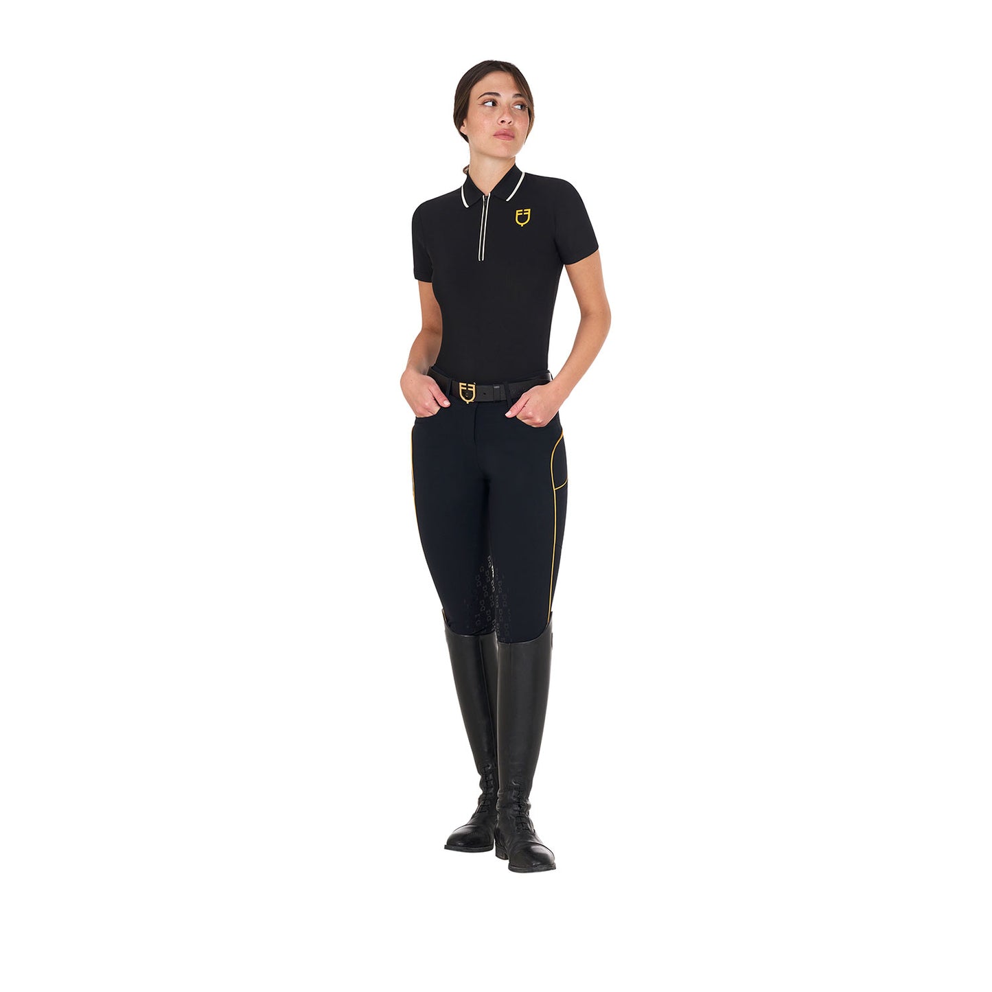 Polo d'entraînement slim fit avec zip, Navy - Equestro Spring / Summer 25