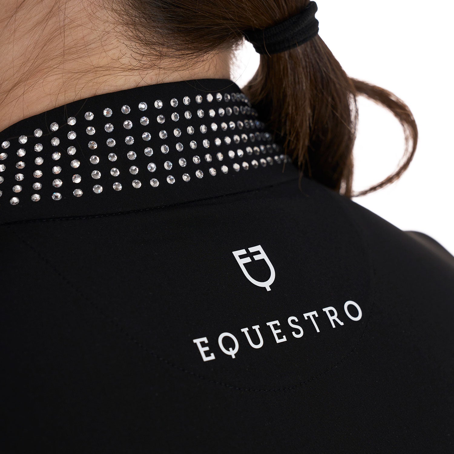 Polo d'entraînement col strass, black - Equestro Spring / Summer 25