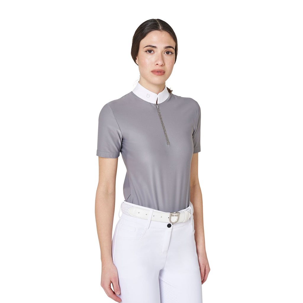 Equestro Polo de concours manches courtes avec strass AW26