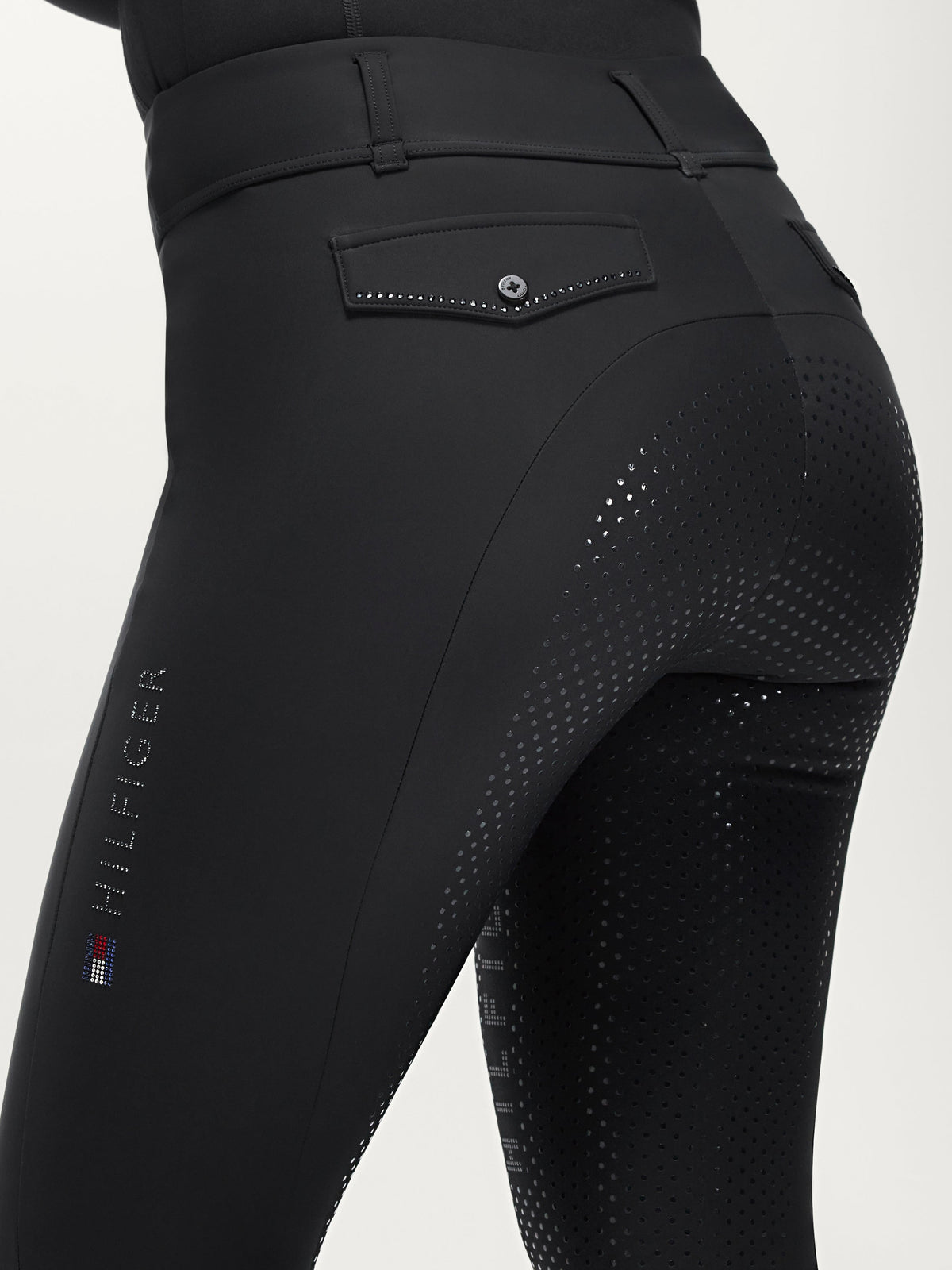 Tommy Hilfiger pantalon d'équitation hybride d'hiver à strass Highland noir