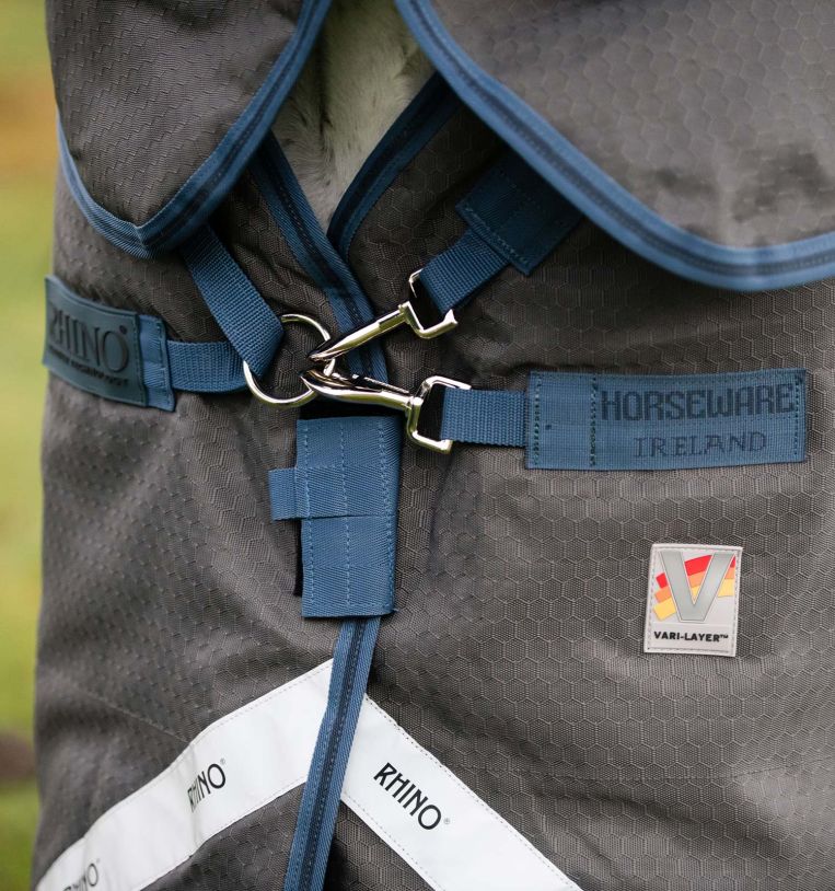 Couverture Rhino Plus Hexstop 250gr, Grey/ Indigo - Horseware