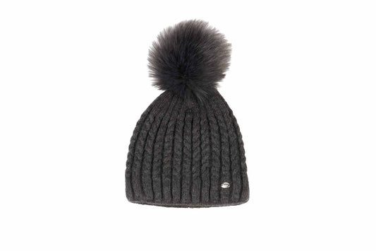 Beanie with pompom, Asphalt- Pikeur FW21