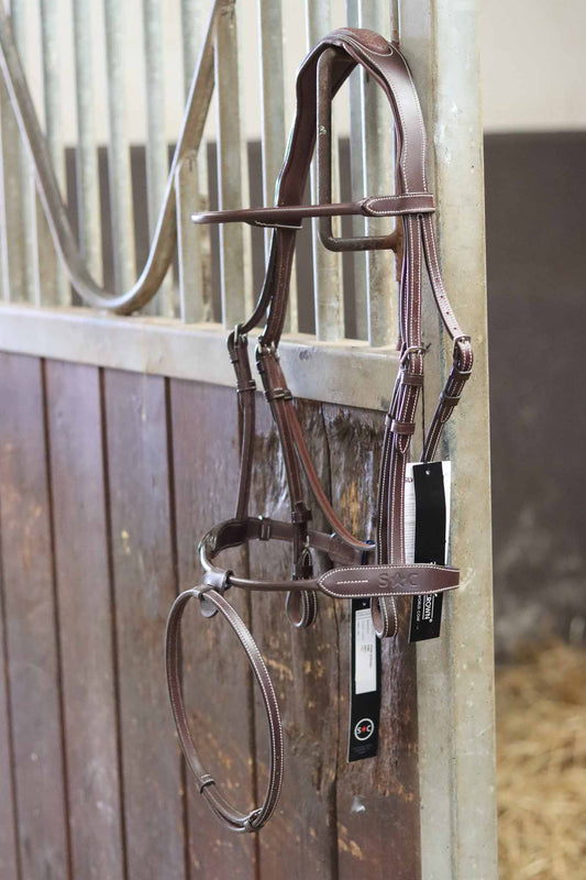 Round leather bridle, Doha headpiece - Silver Crown