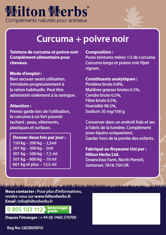 Curcuma + poivre, 500 ml - Hilton Herbs
