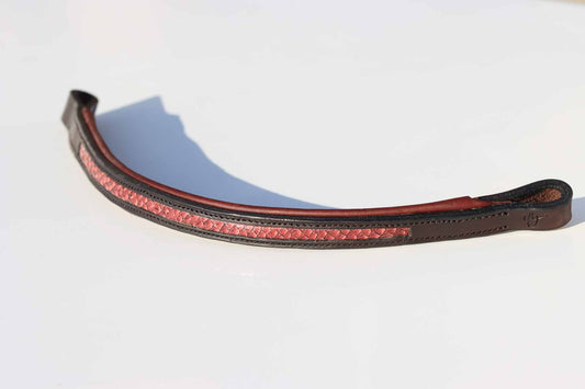 Horse browband, Abnoba, Brown and Carmille salmon leather