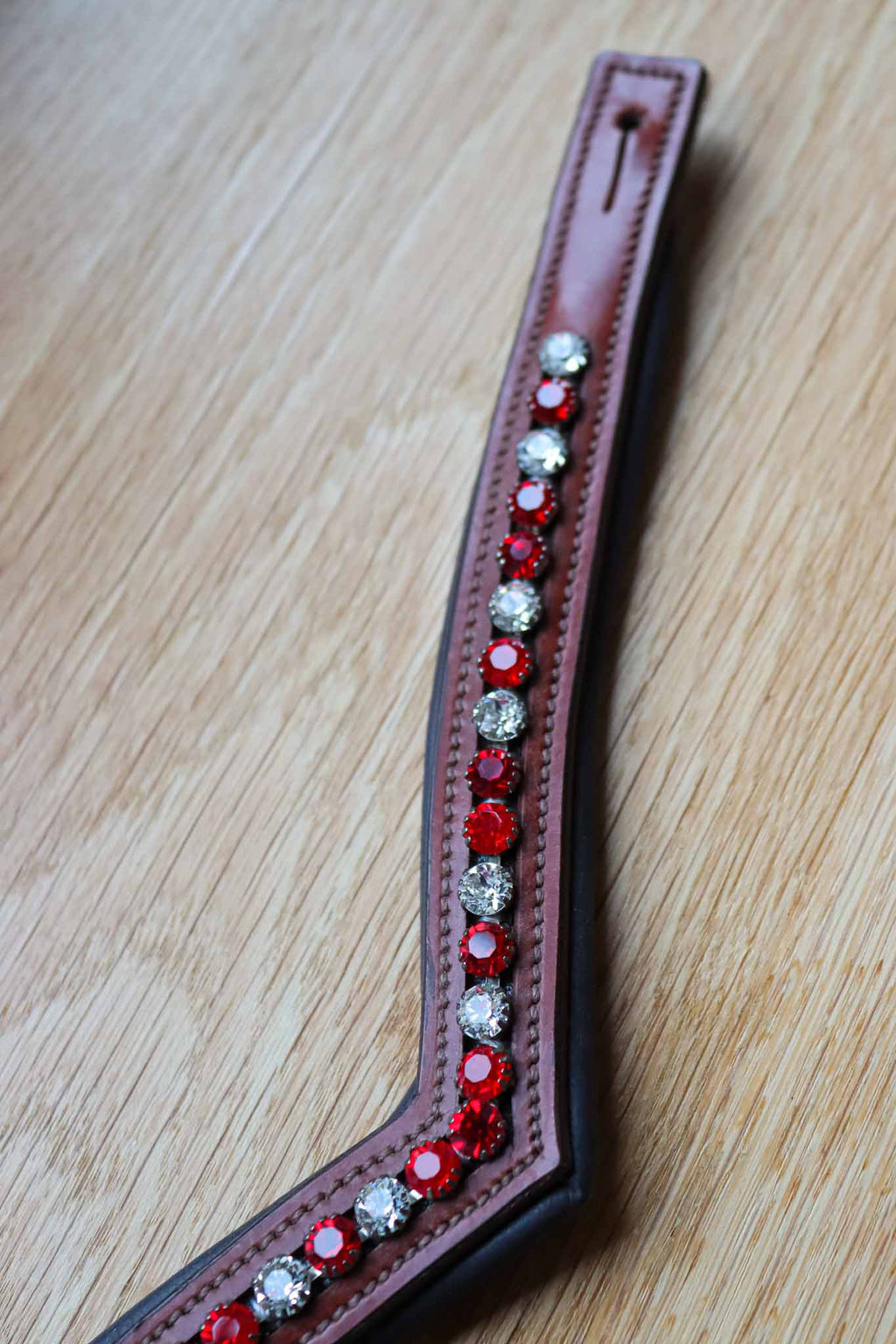 Frontal Cob Tabac, Cristaux Argent/Rouge - Eq'lat