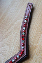 Frontal Cob Tabac, Cristaux Argent/Rouge - Eq'lat