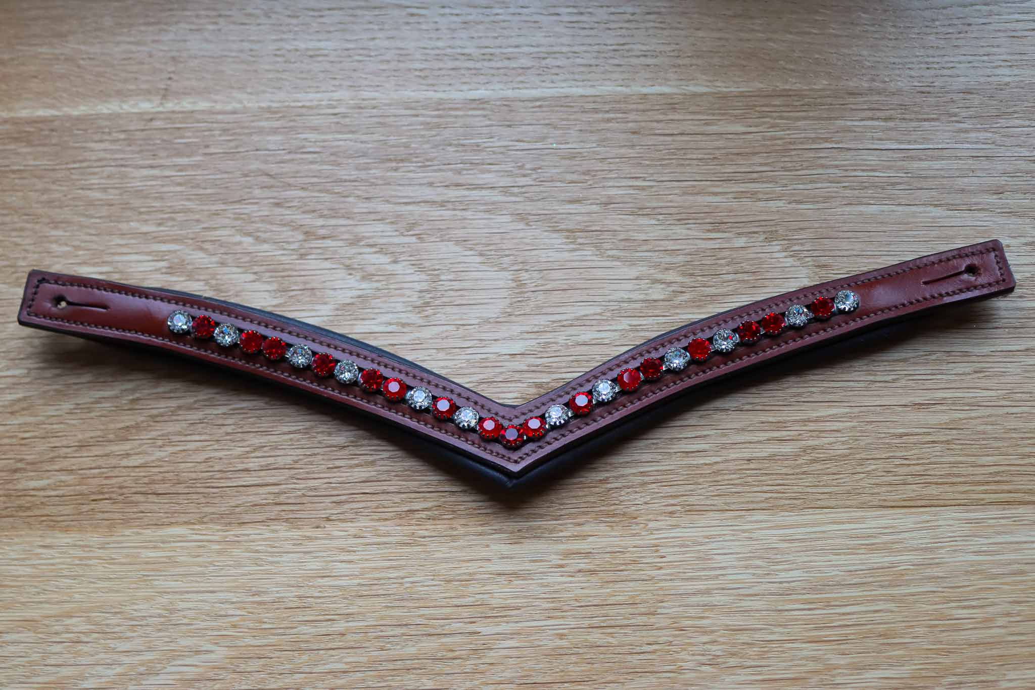 Frontal Cob Tabac, Cristaux Argent/Rouge - Eq'lat