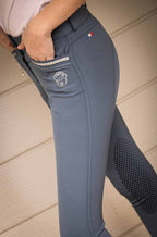 Pantalon d'équitation Junior fille Marie, Bleu officier - Jump'In