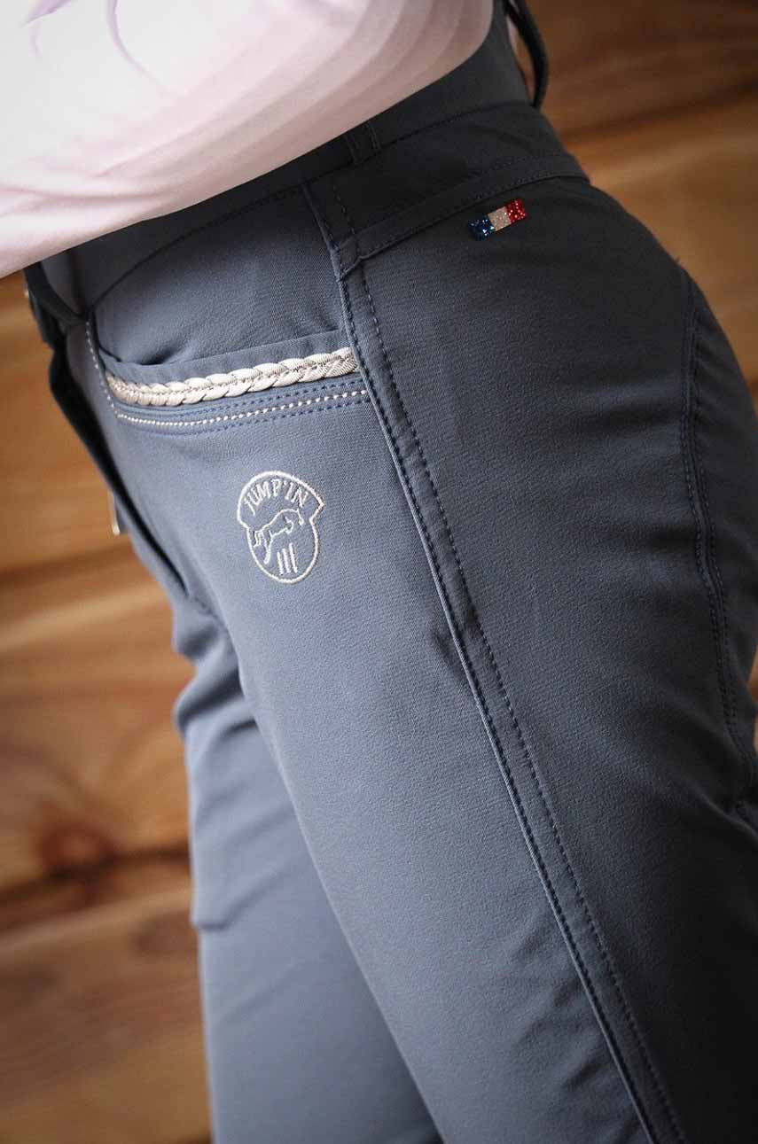 Pantalon d'équitation Junior fille Marie, Bleu officier - Jump'In