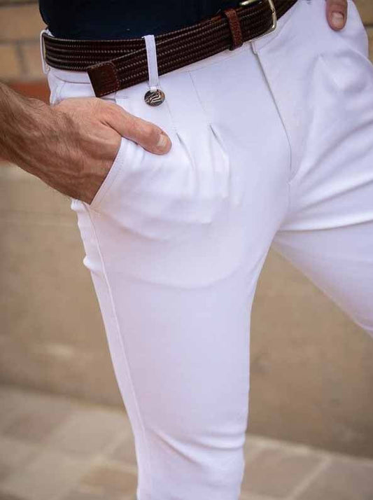 Pantalon d'équitation homme à pinces Tom , Super X, Blanc - Jump'In
