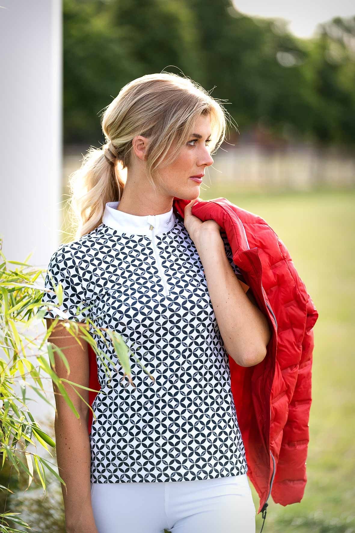 Louisa competition top, white-dark blue - Schockemöhle SS 2023