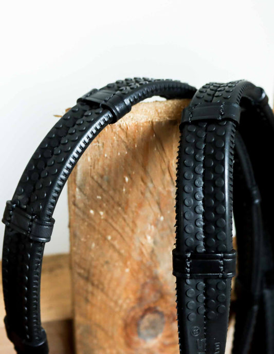 Rubber stopper reins, black - Cavaletti