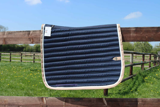 Dressage Pad Slim Navy/White/Tan - Silver Crown