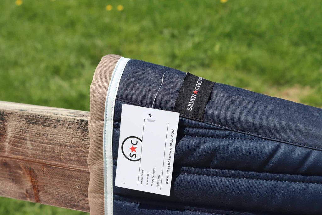 Dressurpad Slim Navy/Weiß/Tan - Silver Crown